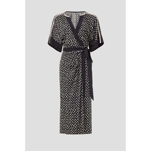 chinese dress ladies Diane von Furstenberg // Grey & Beige Lace Printed Ruffled Dress – VSP  Consignment